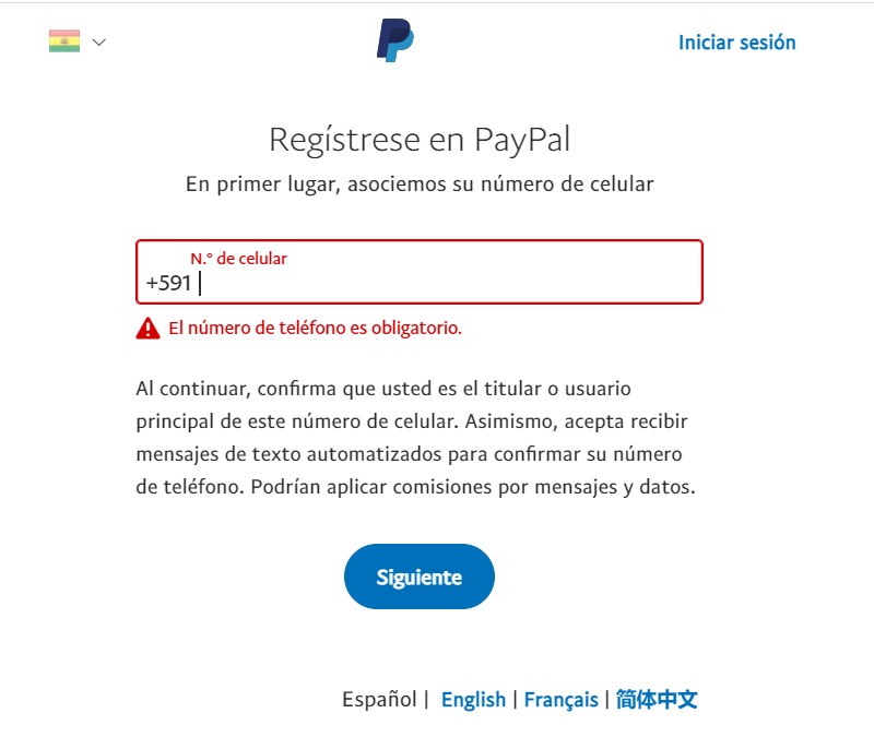 Crear cuenta de PayPal en Bolivia 3